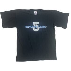 Vintage 1995 Warner Bros Babylon 5 Black Short Sleeve Adult Size XL USA